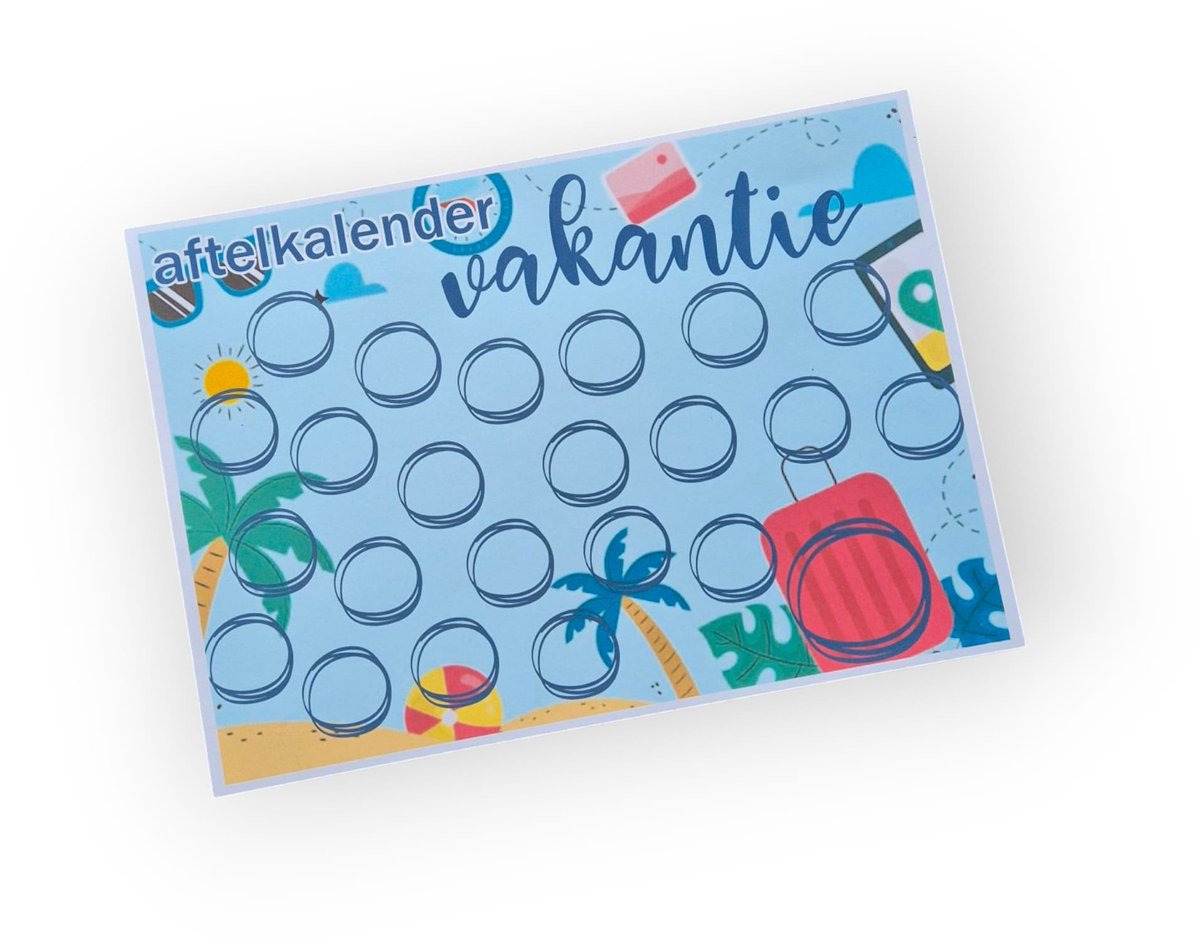 Troubadot | aftelkalender vakantie met stickervel | aftelkalender | sticker | vakantie | reizen | kind | A4 formaat